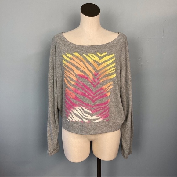 PINK Victoria's Secret Tops - 𝅺PINK Victoria’s Secret Cropped Zebra Sweatshirt